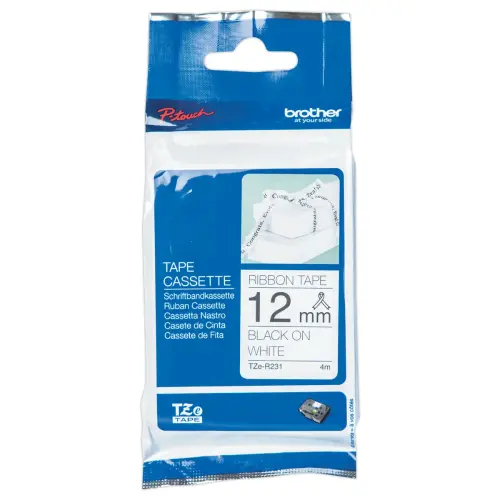 Brother etiketteermachine tape zwart op wit 12 mm (4m)
