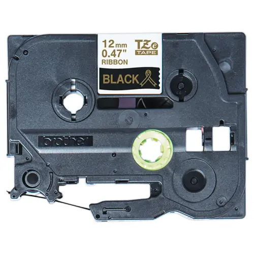 Label tape stof goud op zwart 12mm (4m)