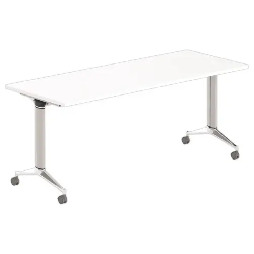 Klaptafel met wieltjes - 180 x 70 cm - Wit en alu