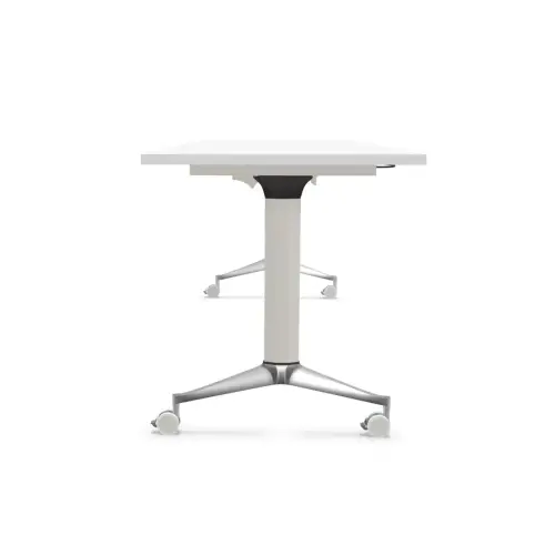 Klaptafel met wieltjes - 180 x 70 cm - Wit en alu