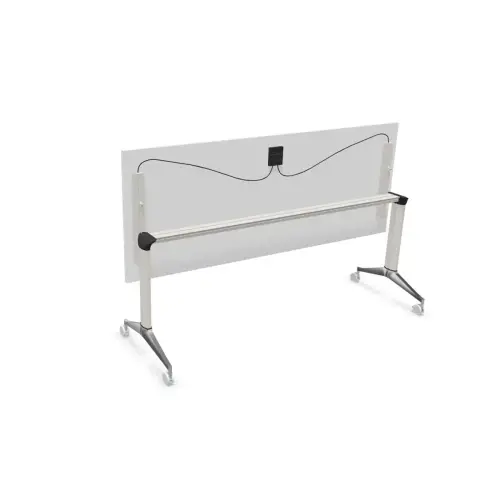 Klaptafel met wieltjes - 180 x 70 cm - Wit en alu