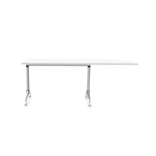Klaptafel met wieltjes - 190 x 70 cm - Wit en alu - Hoek links