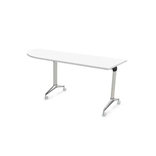 Klaptafel met wieltjes - 190 x 70 cm - Wit en alu - Hoek links