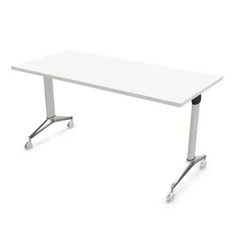 Opvouwbare tafel 150x70 wit/alu gemonteerd