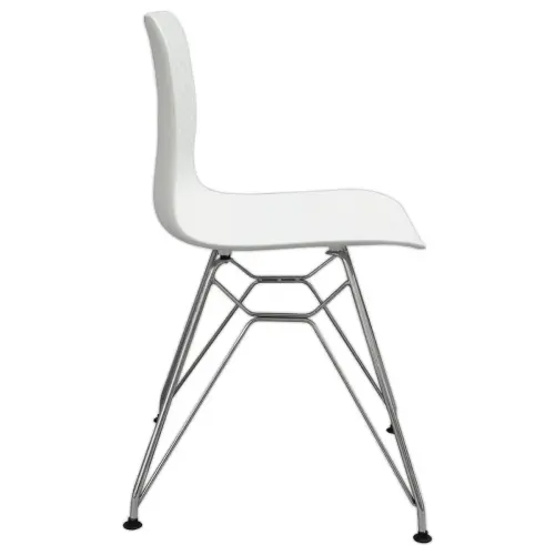 2 UXSTEEL stoelen 2, 4 chromen poten met een witte zitting gemonteerd
