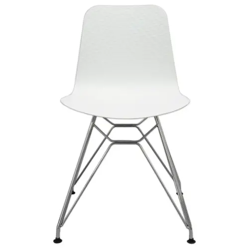 2 UXSTEEL stoelen 2, 4 chromen poten met een witte zitting gemonteerd