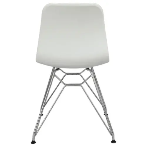 2 UXSTEEL stoelen 2, 4 chromen poten met een witte zitting gemonteerd