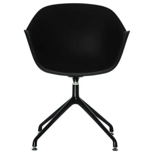 2  Draaiende MOON Fauteuils, 4 zwarte poten, zwarte zitting 