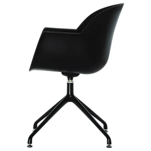 2  Draaiende MOON Fauteuils, 4 zwarte poten, zwarte zitting 