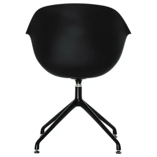 2  Draaiende MOON Fauteuils, 4 zwarte poten, zwarte zitting 