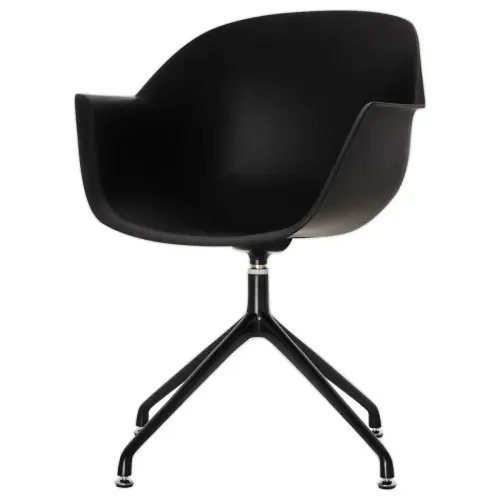2  Draaiende MOON Fauteuils, 4 zwarte poten, zwarte zitting 