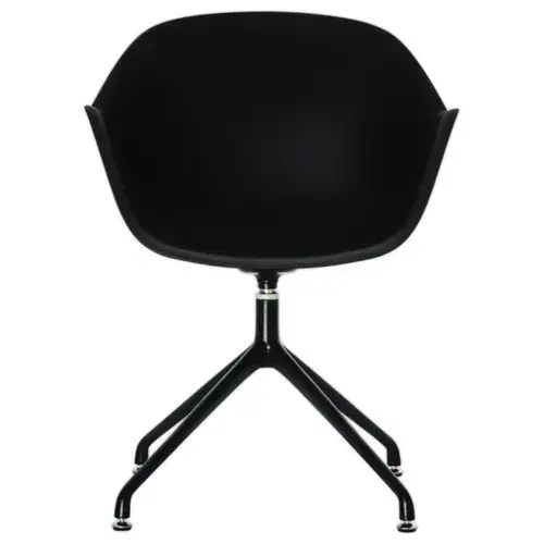 2 Draaistoelen MOON, 4 zwarte poten, zwarte zitting gemonteerd