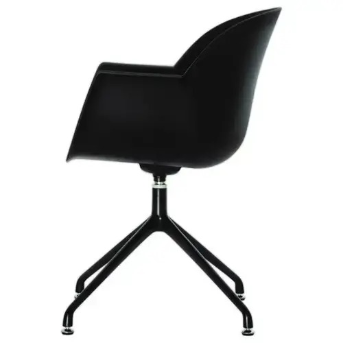 2 Draaistoelen MOON, 4 zwarte poten, zwarte zitting gemonteerd