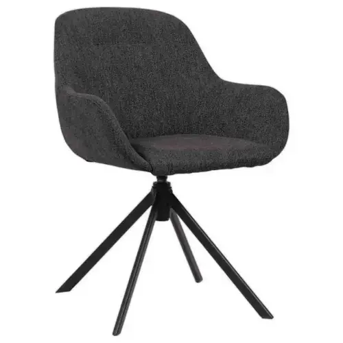 Draaiende IRA fauteuil met 4 poten zwart antraciet stof gemonteerd