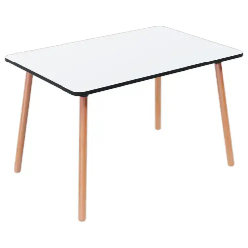 Tafel PALOMBA 120 x 80 cm Wit beuken poten gemonteerd 
