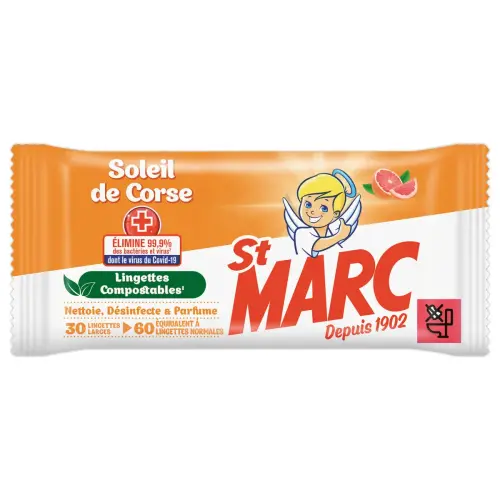 Doos van 30 composteerbare antibacteriële doekjes ST-MARC