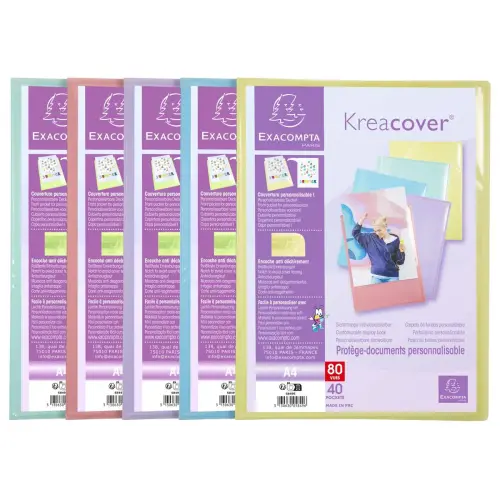 Personaliseerbare documentenbeschermer Kreacover Pastel - 40 hoezen - EXACOMPTA