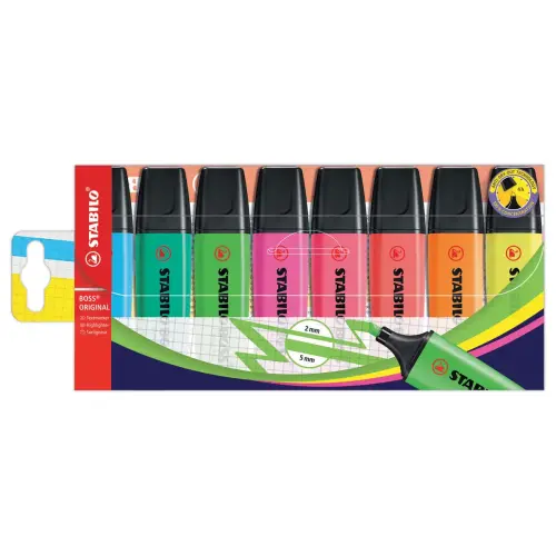 8 Markeerstiften STABILO Boss Original