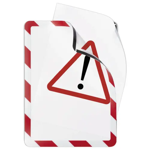 2 Magnetische displayhoezen Security A4 rood/wit DJOIS
