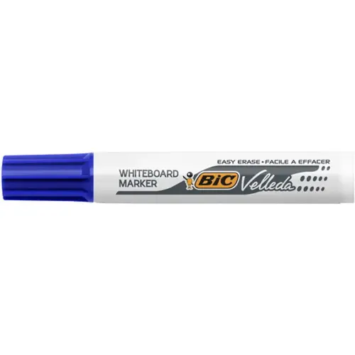 BIC Velleda 1791 Viltstiften voor Whiteboard, Droog Uitwisbaar, Brede beitelpunt - Blauw, Doos van 12
