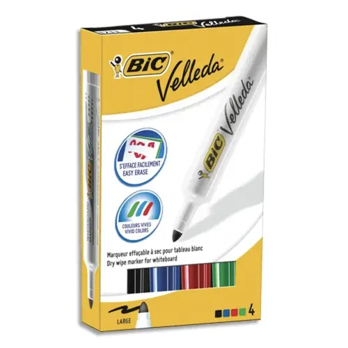 BIC Velleda 1711 Viltstiften voor Whiteboard, Droog Uitwisbaar, Fijne Kegelvormige Punt - Groen, Doos van 24