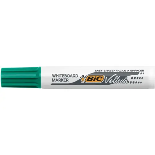 BIC Velleda 1791 Viltstiften voor Whiteboard, Droog Uitwisbaar, Brede beitelpunt - Groen, Doos van 12 