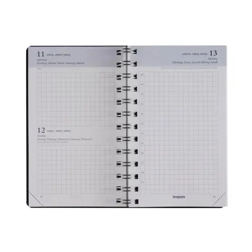 Dagagenda Brepols Gerecycled polypro - 10x16,5 cm - Zwart