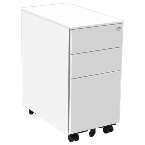 Mobiele metalen caisson SLIM L30 cm 2+1 lades wit