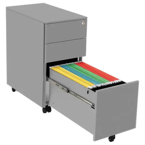 Mobiele metalen caisson SLIM L30 cm 2+1 lades alu