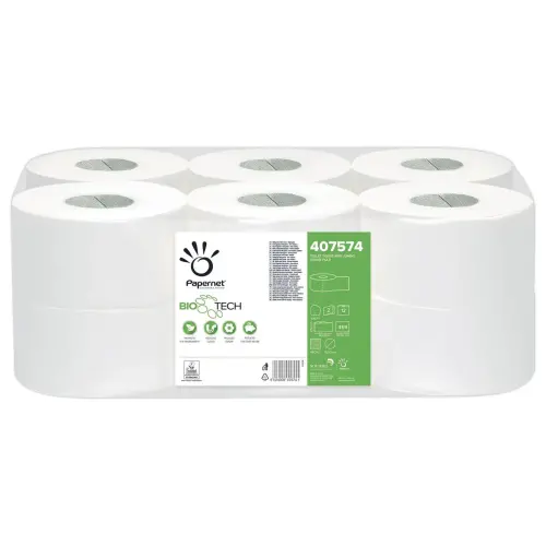 12 Mini JUMBO toiletpapier met Bio Tech technologie