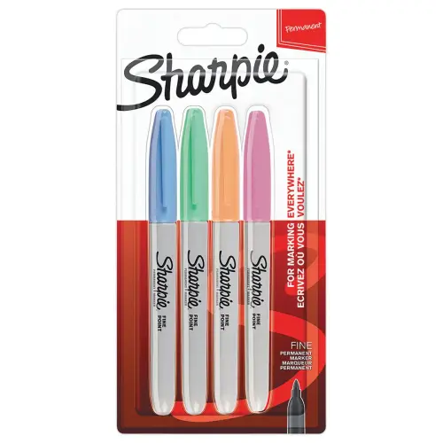 4 Sharpie permanente markers assorti - fijne kegelpunt 0,9 mm