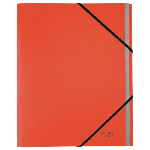 Leitz 12-tasten ordner met elastieken - 100% gerecycled - Rood