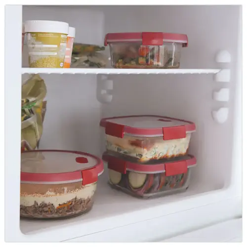 Vierkante glazen voedseldoos 0,7L CURVER rood