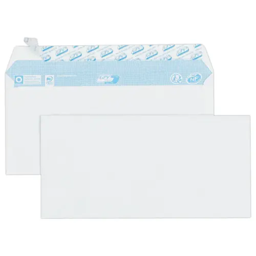 50  witte DL-enveloppen 110x220 80 g met siliconen band 