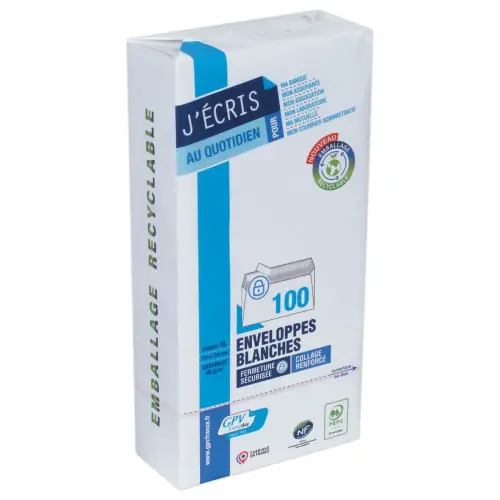 100 Witte enveloppen DL 110x220 - 80g - siliconenband - GPV EVERY DAY