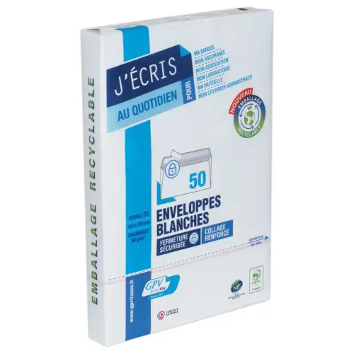 50  witte enveloppen - C5 - 162x229 80g - silicoonband - GPV EVERY DAY 