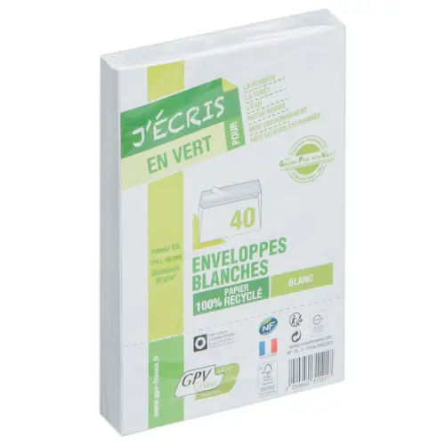 40 extra witte enveloppen 114x162 mm 100% gerecycled 80g siliconen strip