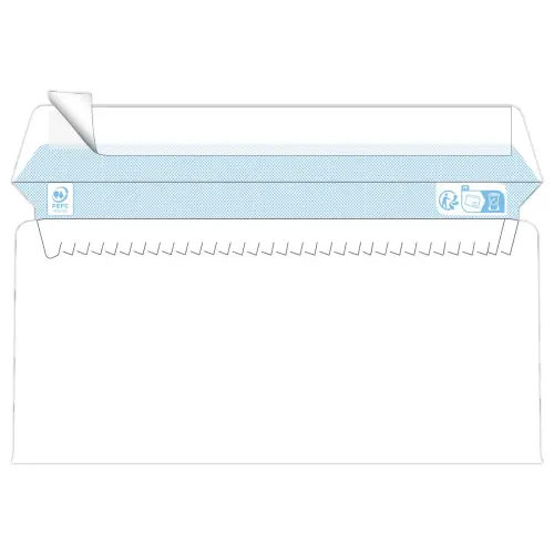 500 witte enveloppen 110x220 mm 75g met siliconen band