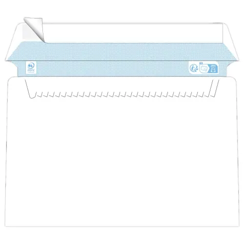 500  witte enveloppen 162x229 mm 80g siliconen band 