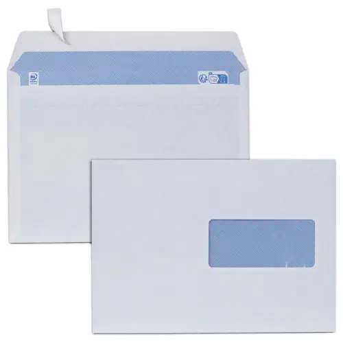 500  witte enveloppen 162x229 mm ven 45x100 80g siliconenband 