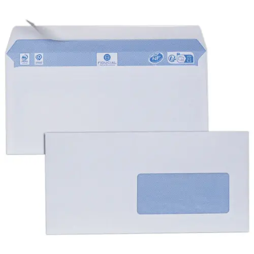 500 witte enveloppen 110x220 venster 45x100 80 g siliconen band
