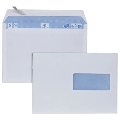 500  Witte enveloppen 162x229 venster hoog 45x100 80g - FIDUCIAL 