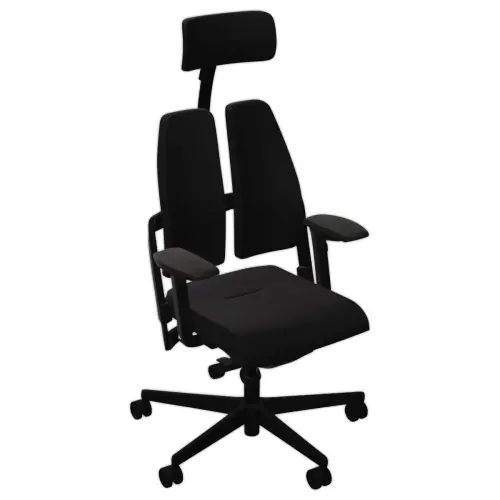 Ergonomische synchrone DUO BACK stoel zwart gemonteerd