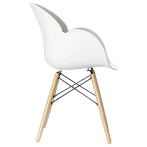 2 fauteuils PETALES voet in beukenhout, witte zitting