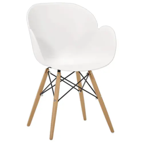 2 fauteuils PETALES voet in beukenhout, witte zitting