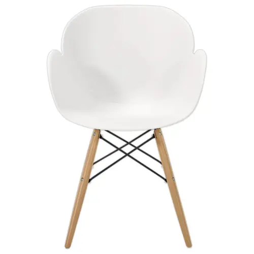 2 fauteuils PETALES voet in beukenhout, witte zitting