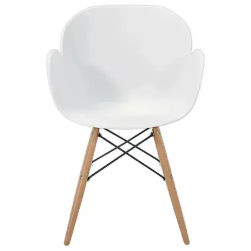 2 fauteuils PETALES met beuken voet en witte zitting, gemonteerd