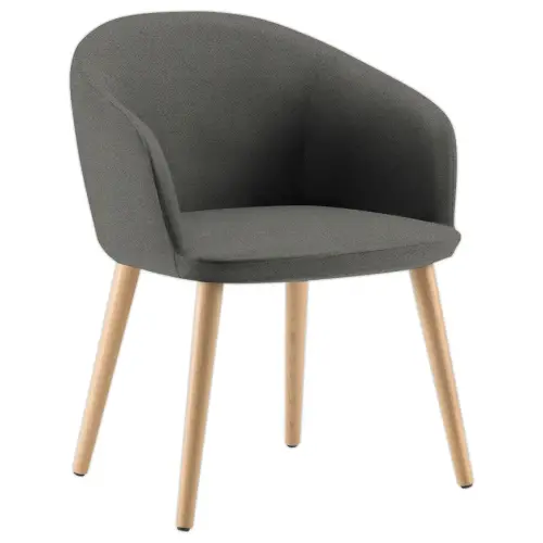 Fauteuil MILOS 4 poten grijs hout