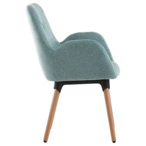 2 Stoelen Blauw stof 4 poten gelakt hout gemonteerd