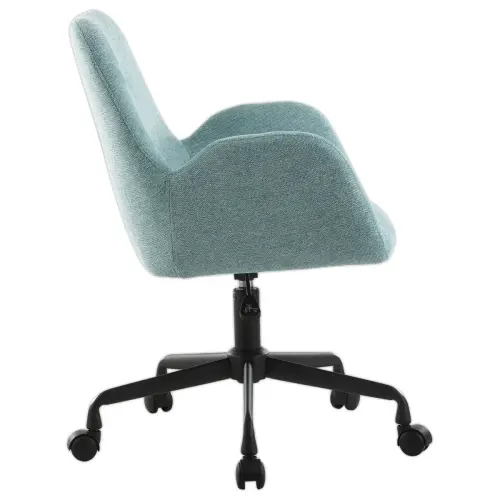 2 Stoelen Lichtblauwe stof met wielen gemonteerd